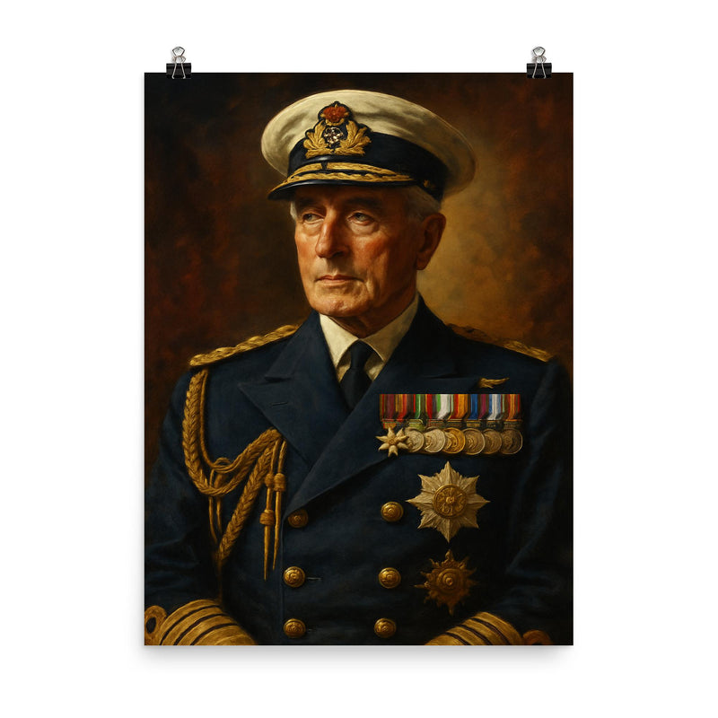 Louis Mountbatten 1st Earl Mountbatten of Burma poster on a plain backdrop in size 8