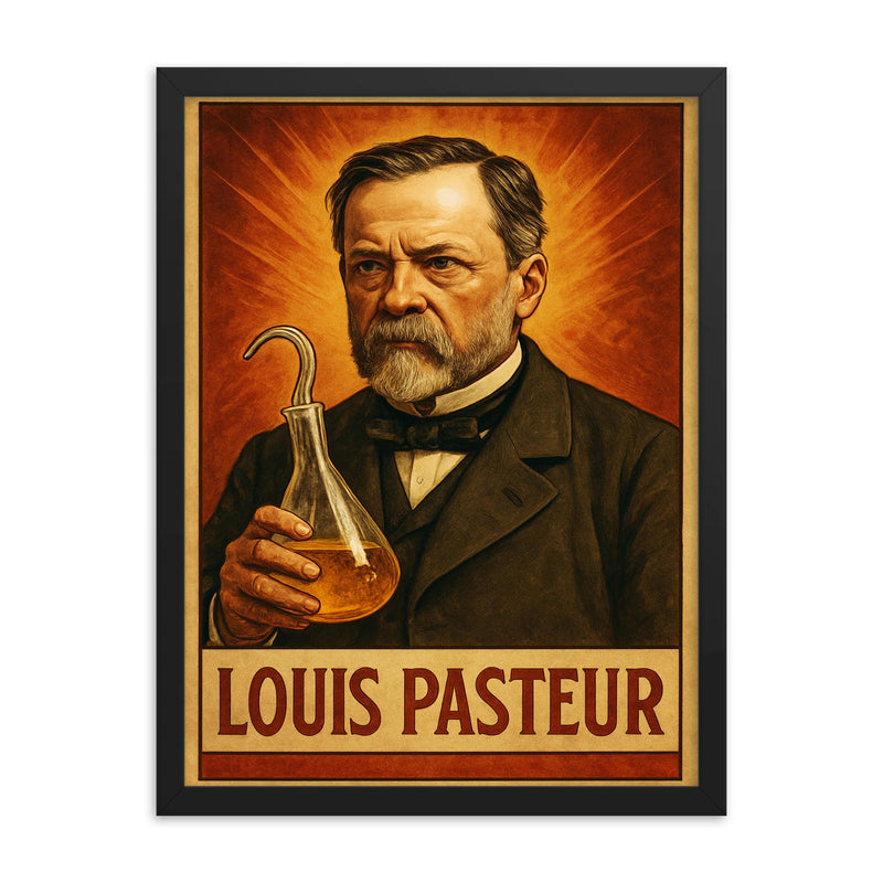 Louis Pasteur framed print on a plain backdrop in size 18