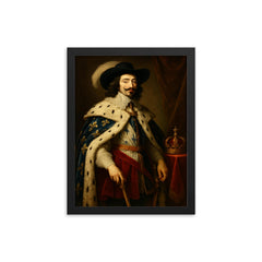 Louis XIII of France framed print on a plain backdrop in size 12"x16".