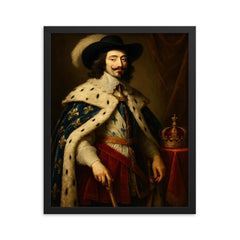 Louis XIII of France framed print on a plain backdrop in size 16"x20".
