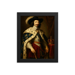 Louis XIII of France framed print on a plain backdrop in size 8"x10".