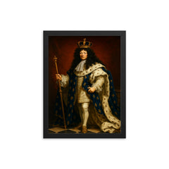 Louis XIV framed print on a plain backdrop in size 12"x16".