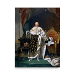 Louis XVI poster on a plain backdrop in size 18"x24".