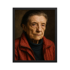 Louise Bourgeois framed print on a plain backdrop in size 16"x20".