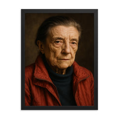 Louise Bourgeois framed print on a plain backdrop in size 18"x24".
