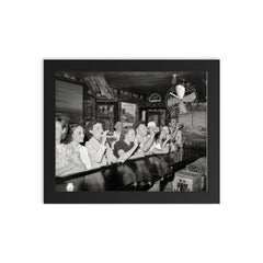 Louisiana Bar, 1938 - vintage photograph of a group of patrons enjoying a drink at a bar in Louisiana framed print on a plain backdrop in size 8"x10".