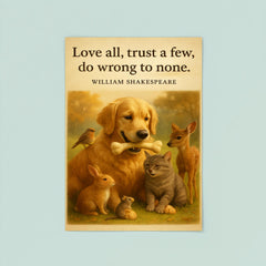 Love all trust a few do wrong to none Shakespeare golden retriever friendly with animals poster 8