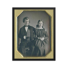 Lovely Couple, 1850s framed print on a plain backdrop in size 16"x20".