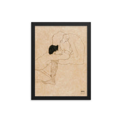 Lovers, 1909 by Egon Schiele framed print on a plain backdrop in size 12"x16".