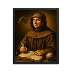 Luca Pacioli framed print on a plain backdrop in size 16"x20".