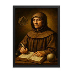 Luca Pacioli framed print on a plain backdrop in size 18"x24".