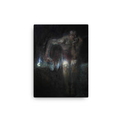 Lucifer by Franz von Stuck, 1890 canvas print on a plain backdrop in size 12"x16".