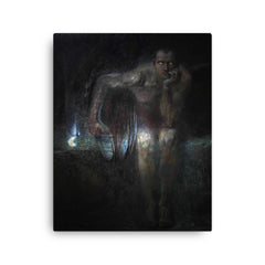 Lucifer by Franz von Stuck, 1890 canvas print on a plain backdrop in size 16"x20".