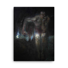 Lucifer by Franz von Stuck, 1890 canvas print on a plain backdrop in size 18"x24".