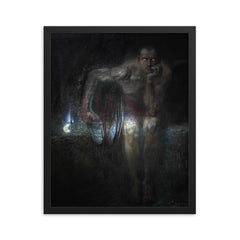 Lucifer by Franz von Stuck, 1890 framed print on a plain backdrop in size 16"x20".