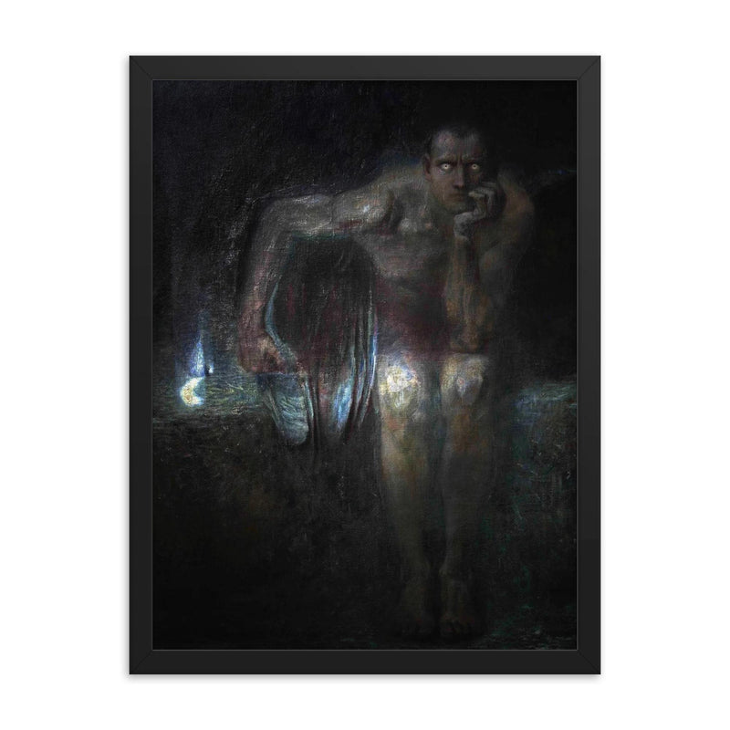 Lucifer by Franz von Stuck, 1890 framed print on a plain backdrop in size 18