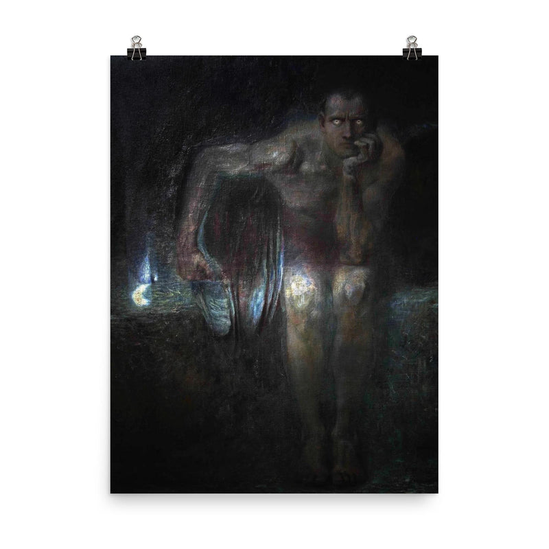 Lucifer by Franz von Stuck, 1890 poster on a plain backdrop in size 8