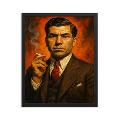 Lucky Luciano framed print on a plain backdrop in size 16"x20".