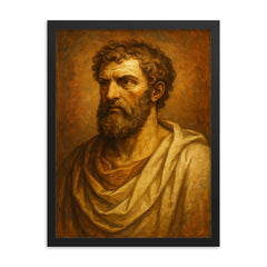 Lucretius framed print on a plain backdrop in size 18"x24".