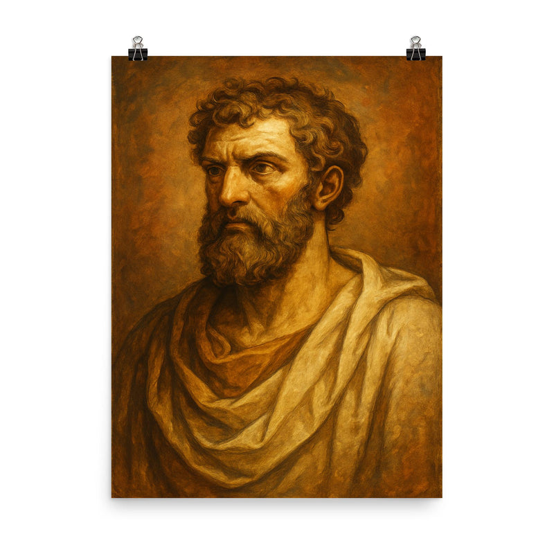Lucretius poster on a plain backdrop in size 8