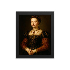 Lucrezia de' Medici Duchess of Ferrara framed print on a plain backdrop in size 8"x10".