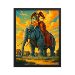 Lucy the Elephant New Jersey USA framed print on a plain backdrop in size 16"x20".