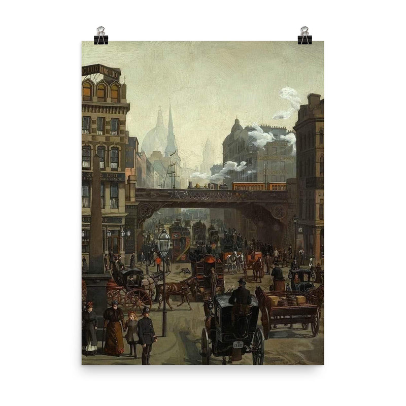 Ludgate Hill by Wilhelm Trubner poster on a plain backdrop in size 8