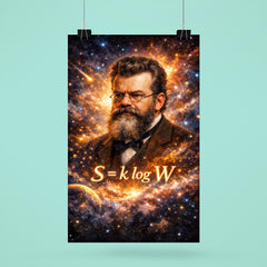 Ludwig Boltzmann equation and starfield portrait poster 6