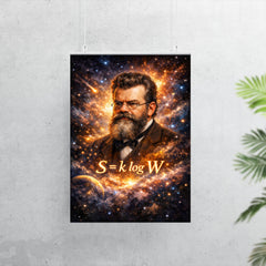 Ludwig Boltzmann equation and starfield portrait poster 7