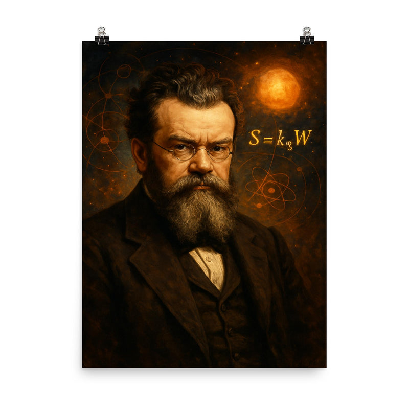 Ludwig Boltzmann poster on a plain backdrop in size 8