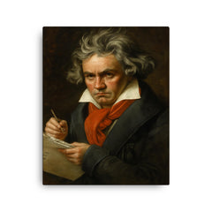 Ludwig van Beethoven canvas print on a plain backdrop in size 16"x20".