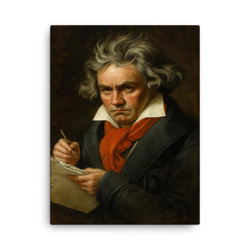 Ludwig van Beethoven canvas print on a plain backdrop in size 18