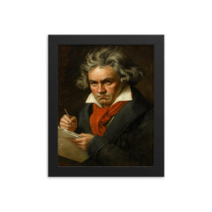 Ludwig van Beethoven framed print on a plain backdrop in size 8"x10".