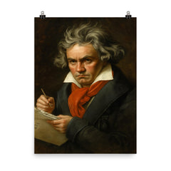 Ludwig van Beethoven poster on a plain backdrop in size 8"x10".
