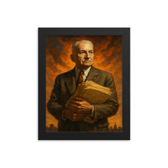 Ludwig von Mises exiled papers and resolve framed print on a plain backdrop in size 8"x10".