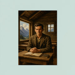 Ludwig Wittgenstein in alpine schoolhouse austerity poster 8