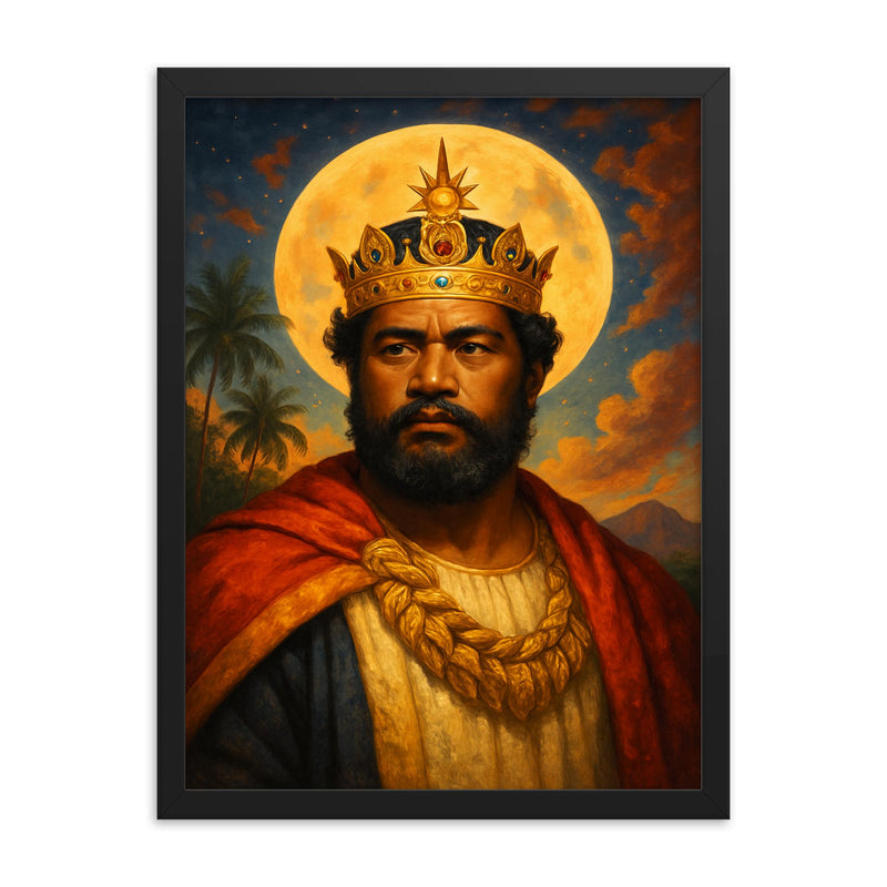 Lunalilo framed print on a plain backdrop in size 18