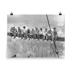 Lunch atop a Skyscraper  Ebbets 1932 poster on a plain backdrop in size 8"x10".