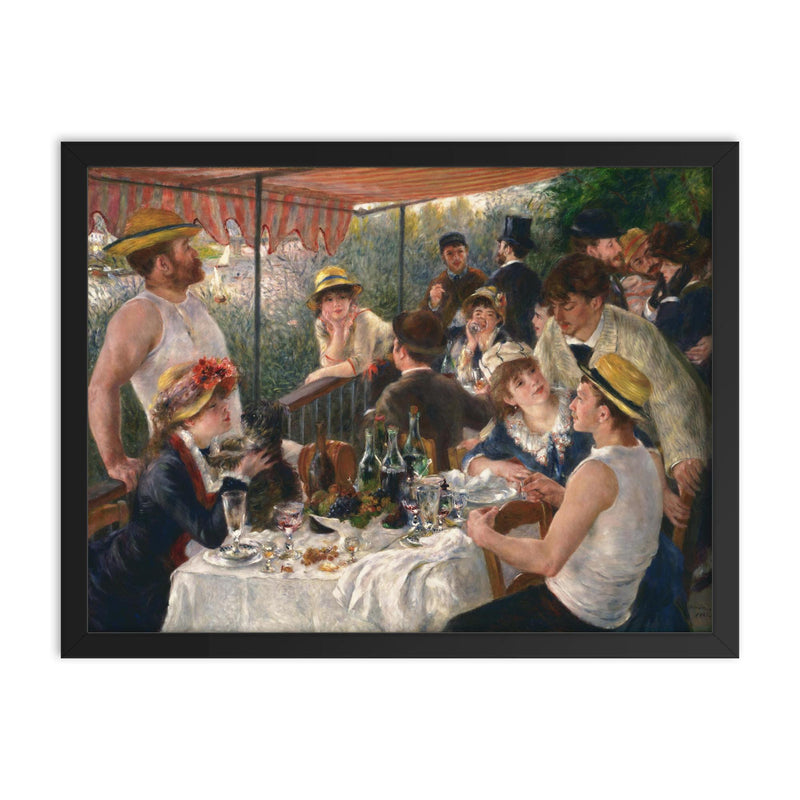 Luncheon of the Boating Party by Pierre Auguste Renoir framed print on a plain backdrop in size 18