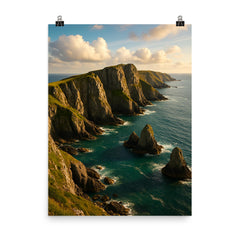 Lundy Island Cliffs England poster on a plain backdrop in size 8"x10".