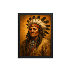 Luther Standing Bear framed print on a plain backdrop in size 12"x16".