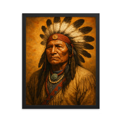 Luther Standing Bear framed print on a plain backdrop in size 16"x20".