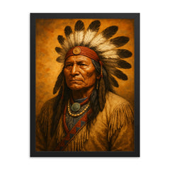 Luther Standing Bear framed print on a plain backdrop in size 18"x24".