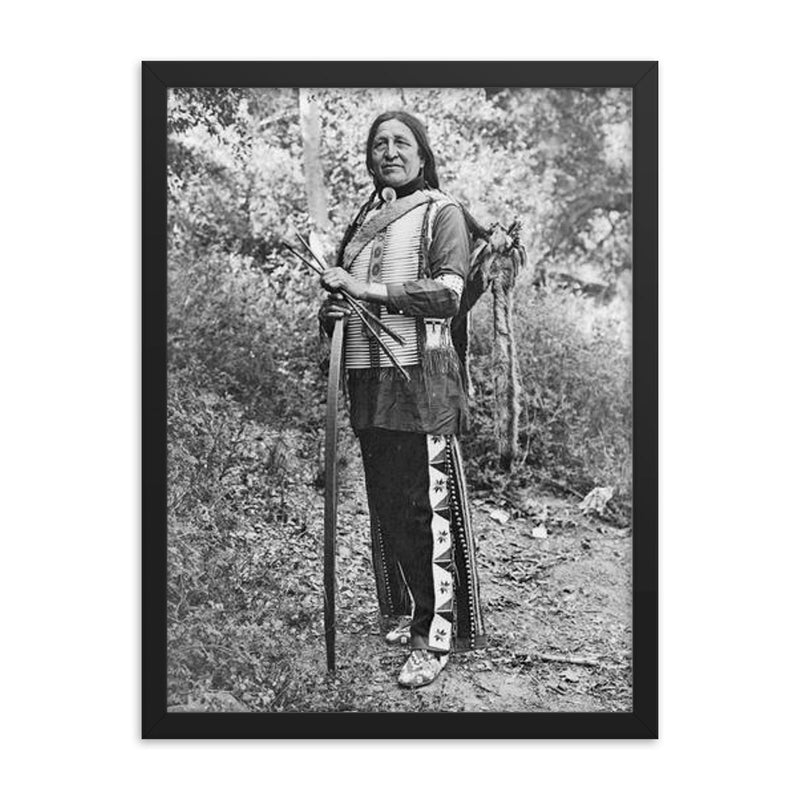 Luther Standing Bear framed print on a plain backdrop in size 18