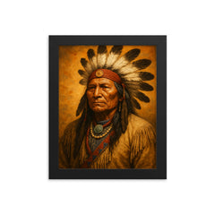 Luther Standing Bear framed print on a plain backdrop in size 8"x10".