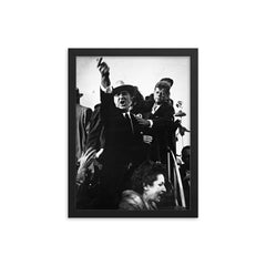 Lyndon B. Johnson and John F. Kennedy During 1960 Presidential Campaign in Amarillo, Texas framed print on a plain backdrop in size 12"x16".