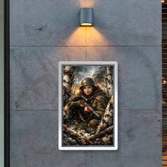 Lyudmila Pavlichenko among shattered birch trees poster 2