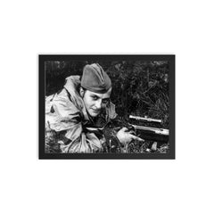 Lyudmila Pavlichenko framed print on a plain backdrop in size 12"x16".