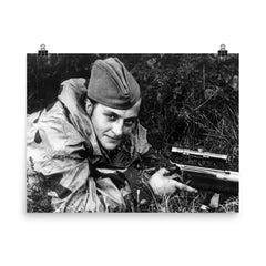 Lyudmila Pavlichenko poster on a plain backdrop in size 8"x10".