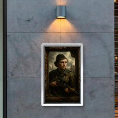 Lyudmila Pavlichenko sniper portrait in ruined window poster 2